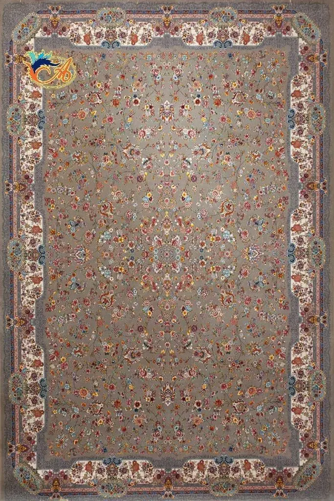 فرش ماشینی افرند 1200 شانه کد2224 زمینه کرم