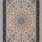 فرش ماشینی دستباف نما افرند کلکسیون گل ابریشم زمینه بژ