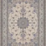 فرش ماشینی دستباف نما افرند کلکسیون گل ابریشم زمینه بژ