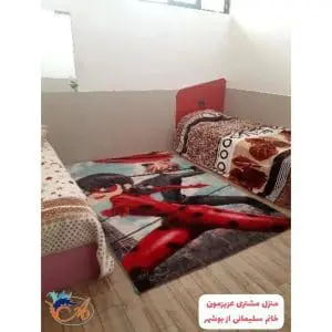 فرش کودک مدل دختر کفشدوزکی و پسر گربه‌ای کد ۱۶۲