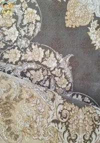 فرش گل برجسته زمینه ذغالی