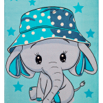 فرش کودک افرند مدل فیل زمینه آبی کد 186