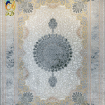 فرش ماشینی افرند 1200 شانه کد 121504 زمینه نقره ای کم رنگ