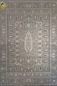 فرش ماشینی افرند 1200 شانه کد 121507 زمینه نقره ای پر رنگ