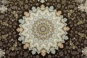 فرش ماشینی افرند طرح زرنگار - زمینه قهوه ای - 55011