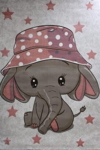 فرش کودک افرند مدل فیل کلاه صورتی