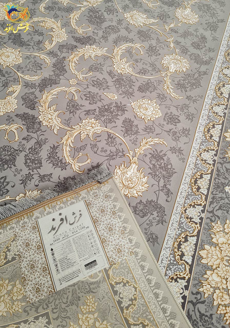 فرش گل برجسته زمینه نقره ای
